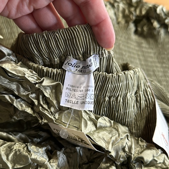 Pretty Jolie Mine Paris Celery Satin Crinkle Skirt Set Sz 10 NWT! Orig $338! - Picture 8 of 10
